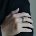 Retro Dragon Scale Ring Men Jewelry Fashion Personality Cool Style Index Ring 925 Sterling Silver Male Party Accessories Open. 