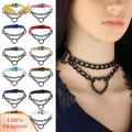 Super Choker Collar Double Layer Fashion Hip-pop Love Heart Choker Necklace. 