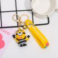 【Happier】 Anime Doll Yellow Man Cartoon Doll Keychain Cute Men And Women Bag Ornaments Creative Small Gift Keyring Car Accessories. 