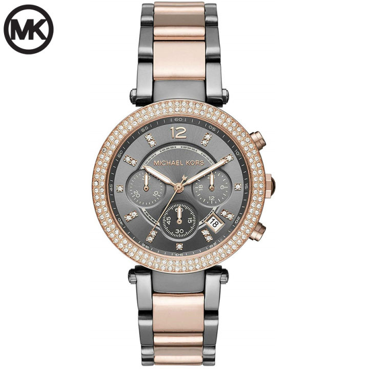 Michael Kors Gray Dial Two-tone Stainless Steel Chronograph Ladies Watch MK-6440