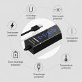 USB HUB 3.0 - 4 port Super Speed Data Transfer up to 5Gbps Fast Speed Charging Multiple Expansion USB Port Adapter Extension With LED Light USB HUB For PC / Windows / Computer / Laptop. 