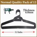 Hangers for Clothes Heavy Duty Large Full Big Size Normal Medium Top Premium Quality Durable Coat Hangers Lightweight for Childs Woman Man Children Boys Girls baby Clothes Black Color Plastic Hangers l Space Saving Laundry Cupboard Pack of 12 Nashwa. 