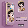 UCUC for Infinix Smart 6 Back Cover + Free Lanyard Sunshine Girl Luxury 6D Plating Case Side Pattern Soft Silicone Square Mobile Phone Cases. 