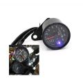 Universal Motorcycle Speedometer Tachometer Gauge with LED Backlight Gear Dual Speed Meter with LED Indicator 2 Colors. 