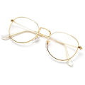 New Korean Style Design Half Round Transparent Stylish Glasses with Golden Frame For Men/Women. 