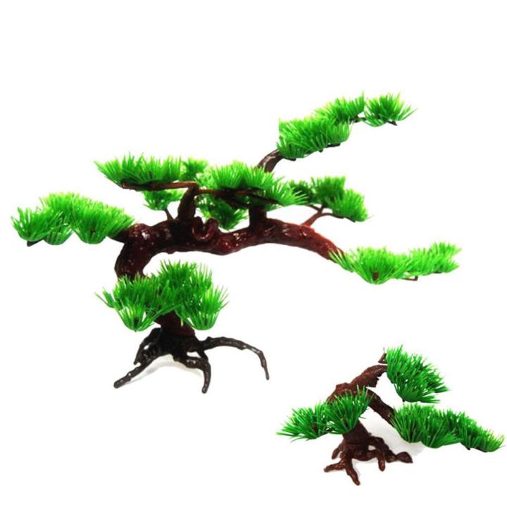 Fish Tank Aquarium Rock Bonsai Ornament Plastic Artificial Pine Tree Plant