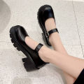 Korean Small Leather Shoes Women's Korean-Style Daily Big round Toe jk Uniform ins Black Retro lo Thick Bottom Mary Jane Shoes. 