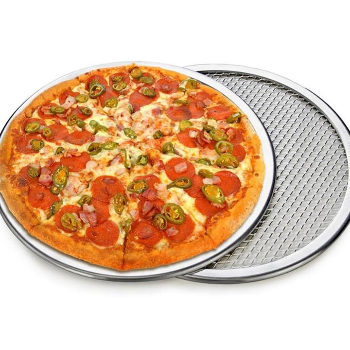 Pizza Mesh Screen Plate Stainless Steel Small Size 7 x 0.2 Inches And Medium Size 9 x 0.2 Inches