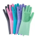 Magic Dishwashing Cleaning Sponge Gloves Reusable Silicone Brush Scrubber Gloves Heat Resistant for Dishwashing Kitchen Bathroom Cleaning Pet Hair Care Car Washing. 