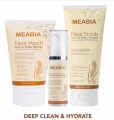 MEABIA Skincare Bundle – Rice & Shea Butter (Face Wash + Revive Cream + Face Scrub) for Hydration & Glow. 
