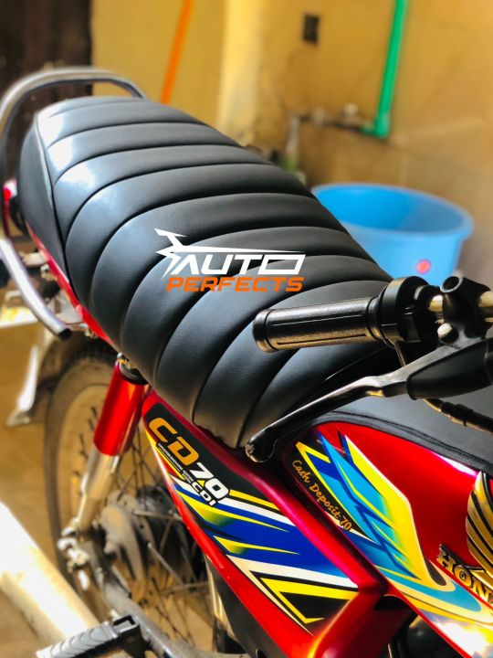 Honda CD 70 Motor Bike Comfortable Japanese Leather Seat Cover with 12mm Foam Padded, Comfortable For Daily Use Bikers, Water & Scratch Proof.