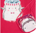 Debenhams Girls Red Sequin Penguin Jumper Dress and Bag Set. 