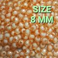 CRYSTAL DIAMOND CUTS CRYSTAL BEADS, 70 PCS, ROUND CRYSTAL TRANSPARENT BEADS SIZE 8MM IN PEACH COLOR FOR ART AND CRAFT PROJECTS, DECORATION DIY SEWING CRAFT AND SCHOOL PROJECT.. 