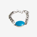 Feroza Stone & Silver Chain Bracelet For (Men & Boys). 