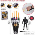 Black Panther Marvel Avengers Plastic Claw With Action Figure - Hand Contractible Pop After Pressing And Character With Light Toy For Kids. 