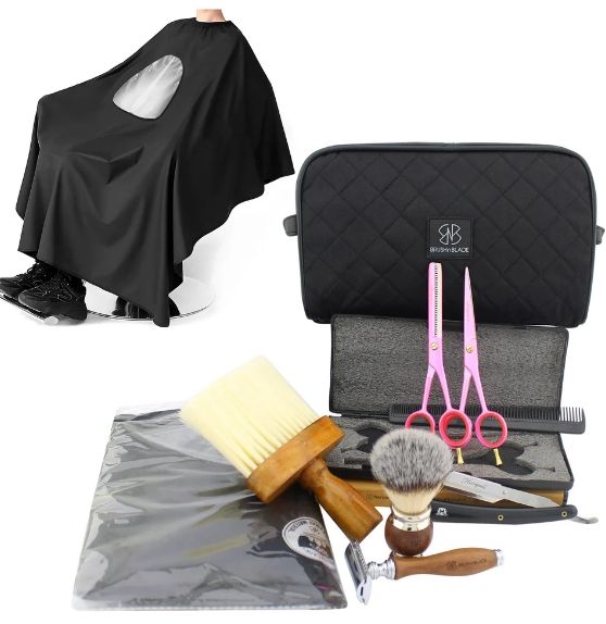 BrushnBlade Professional Personal Barber Kit with Pink 6” Scissors ...