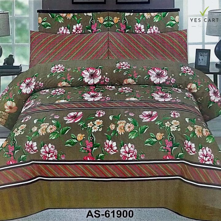 Salonika 3-Piece Mix Cotton King Size Bedsheet with Pillow Covers main image 1