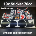 CD 70 vinyl 19 Stickers Pack for 70cc Motorcycles With Size and Red Reflector Protective Film Scratch Hiding Engine Kit Stylish Universal Waterproof. 
