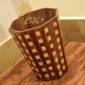 Handcrafted Wooden Check Design Dustbin | Decorative Waste Bin for Room, Kitchen, and Office | Touch of Style for Kitchen, Office, or Living Room | waste bin large for kitchen | Decorative dustbin - Wooden basket | Hadi wood crafts. 