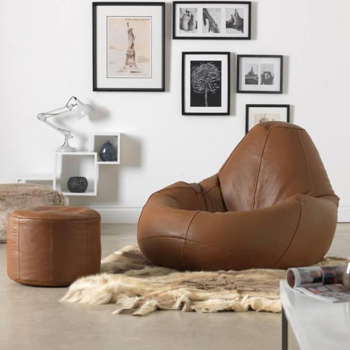 Leather XXL Adult size Bean Bag Sofa With Stool for modern home ,