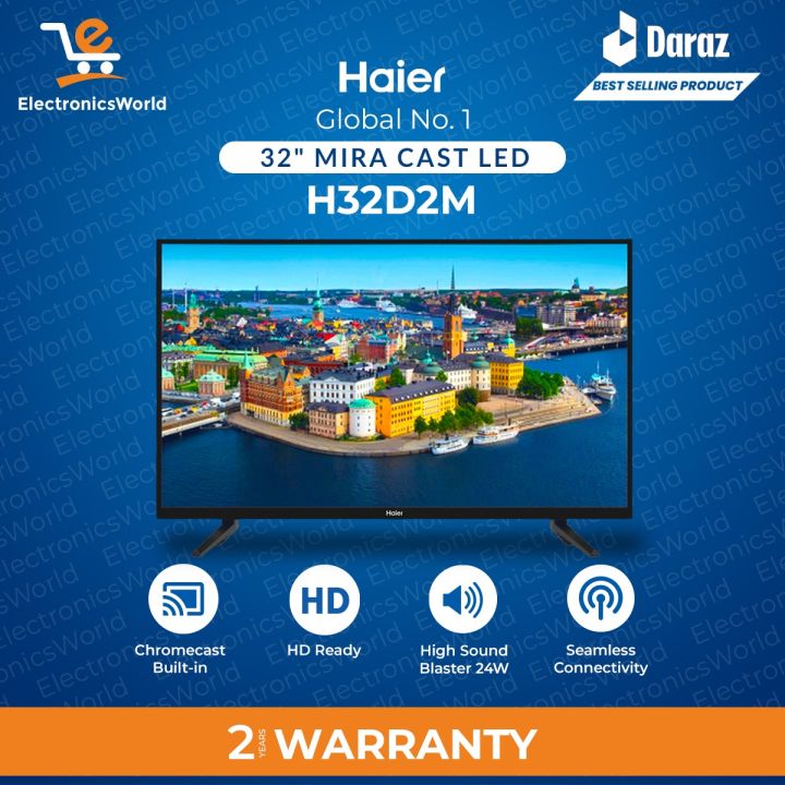 Haier 32" H-CAST LED/TV D2M Series/32D2M (Miracast Screen Mirroring/ Multi Pictures Mode/ Slim Bezel)/ 2 Years Warranty