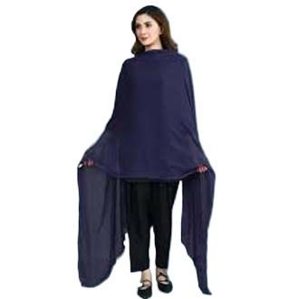 Crinkle Chiffon Dupatta For Girls And Women Navy Blue / Royal Blue Colored Crinkle Chiffon Full Size Lace Dupatta Chiffon Dupatta with 4-Side ZigZag Cotton Lace Ideal for Traditional Wear