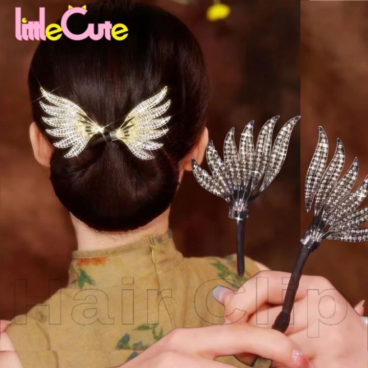 Shiny Rhinestone Wings Updo Scrunchies - Curler Hair Tools - Hair Accessories - Ponytail High Headwear - Elegant - Chinese Style - Twister Crystal Wings Ropes Bands