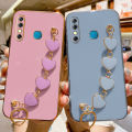 Maitus for Infinix Hot 8 Back Cover Luxury 6D Plating Shiny Bling Cases with Love Heart Bracelet Soft Silicone Square Bumper Mobile Phone Case for Boy Girls. 