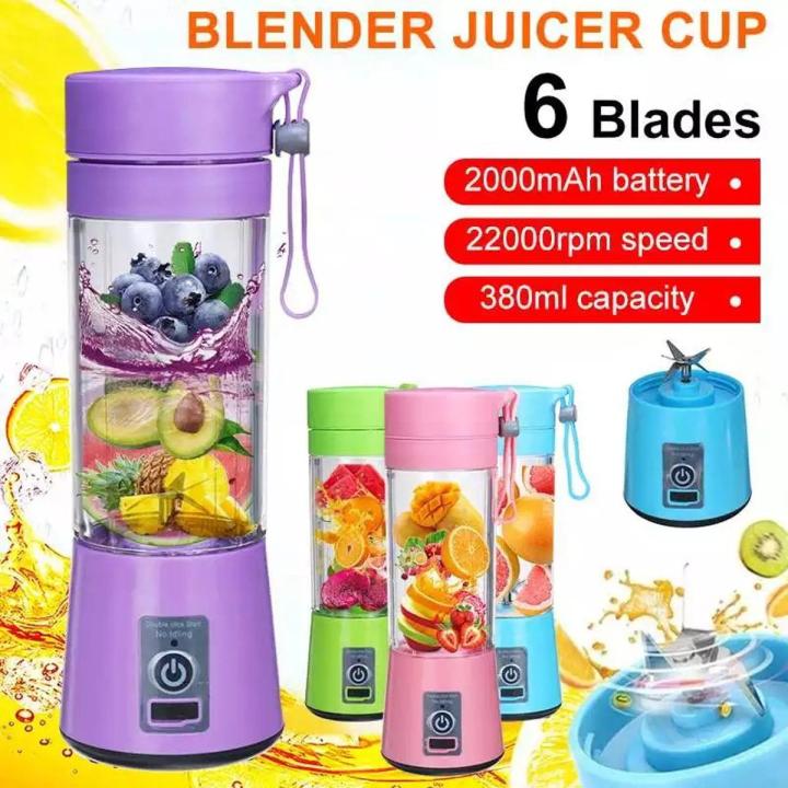 Portable USB Electric Rechargeable Fruit Juicer Smoothie Maker (6 Blades)