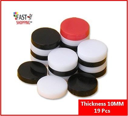 Carrom Board Pieces - Coins - Goti - Set of 19 Pieces of Plastic Stone Size 1 - Black and White