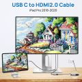 USB C to HDMI Cable  for Nintendo Switch 6ft 4K@60HzT ype-C HDMI Female Adapter with 60W PD Powering Cable Thunderbolt 3. 