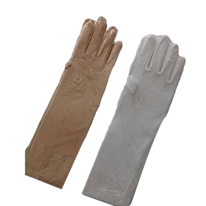 2 Pair-Summer Sun Block long Gloves For Ladies-Beige and White