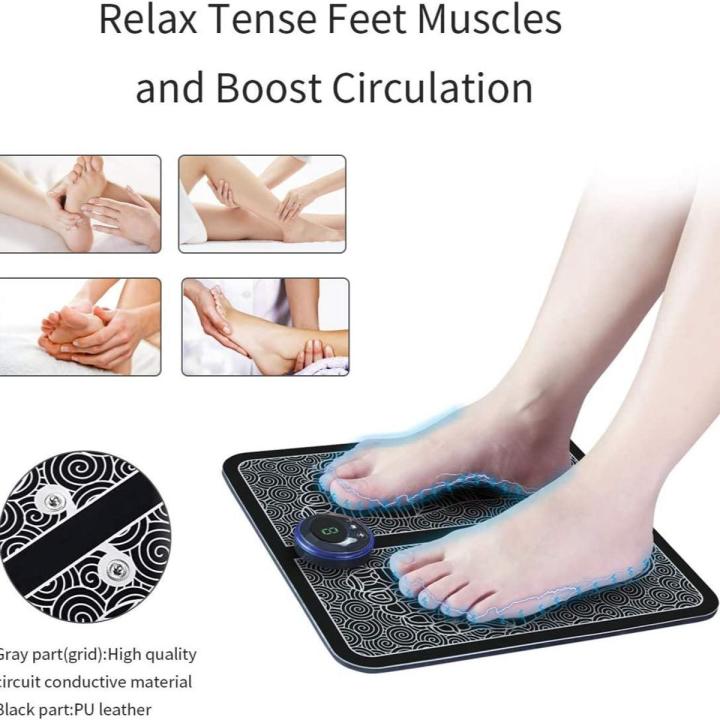 EMS Foot Massager, USB Rechargeable Folding Portable Electric Massage Mat 6 Modes with 9 Intensity Levels