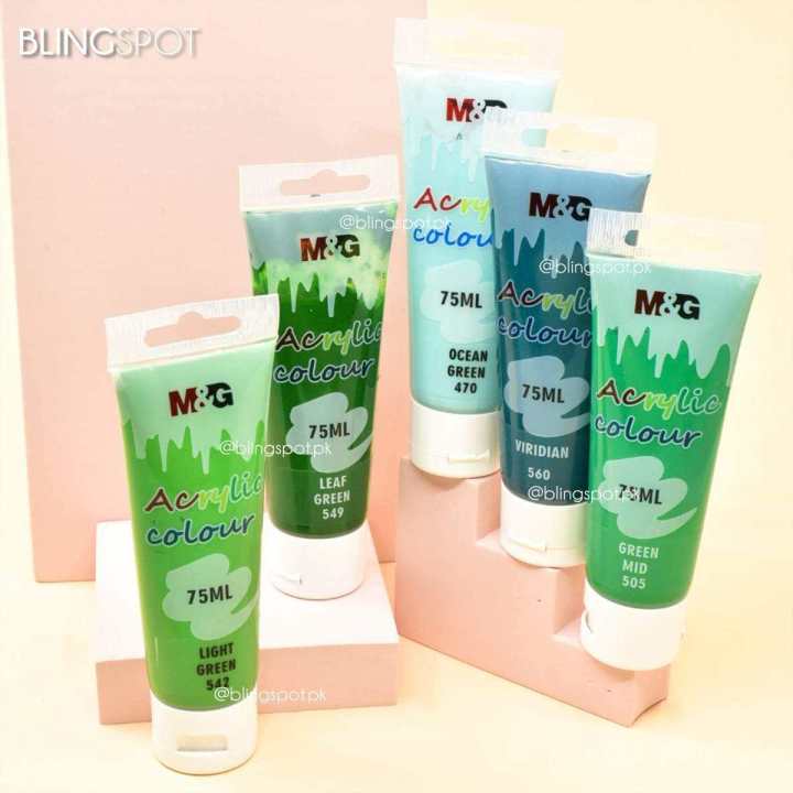 Set Of 5 Acrylic Paints 75 Ml per Tube M and G Acrylic Paints