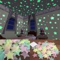Pack of 50 3D Fluorescent Multicolor Glow in Dark Stars Wall Stickers, Luminous Bedroom Ceiling Home Decor. 