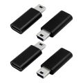 4Pcs USB C to Mini USB 2.0 Adapter Type C Female to Mini USB Male Convert Adapter for MP3 Players Dash Cam,Black. 