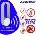 AzaTech Pest Reject Insect Repeller Ultrasonic Repellent Mouse Electronic Ultrasound Mosquito Spiders Cockroach Killer Repellents Electric Rat Reject Mice Indoor Insects Mosquitoes Bugs Fly Bug Rejection Spider Rodent Roachs Lamp. 