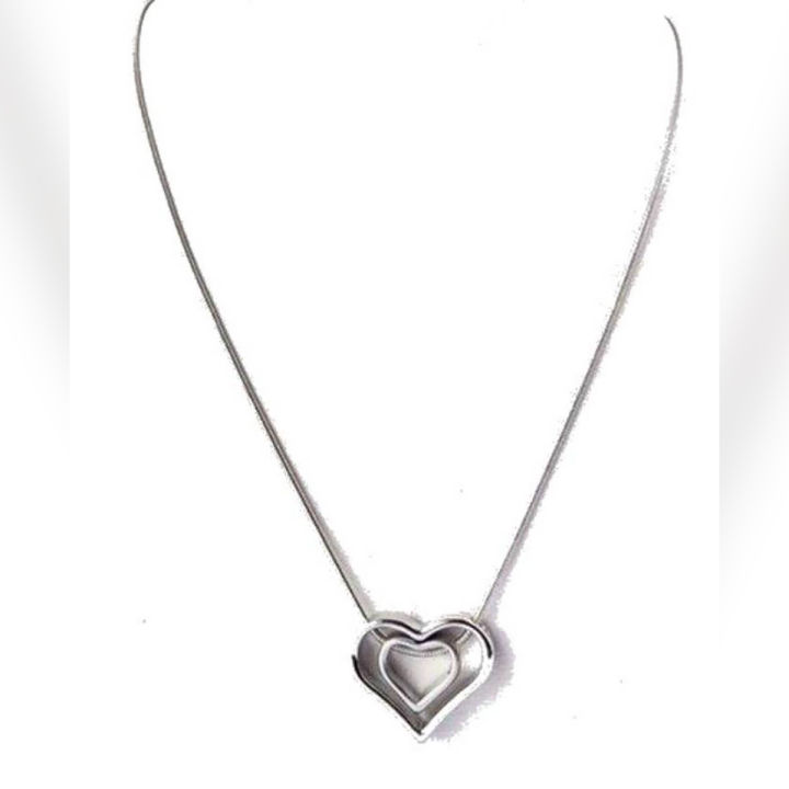 Double Heart Silver Valentine's Day Pendant for Women