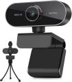 Webcam with Microphone and Tripöd for PC, Desktop, Laptop, Plug and Play USB Web Camera with Privacy Cover, 1080P Full HD Webcam for Conference, Studying, Zoom, Skype, Compatible Windows, Mác Android & More.. 