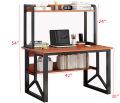 Computer Workstation with Storage Bookcase Shelves, Table, Shelves, Bookshelf, Gaming Table, Computer Desk, Racks. 