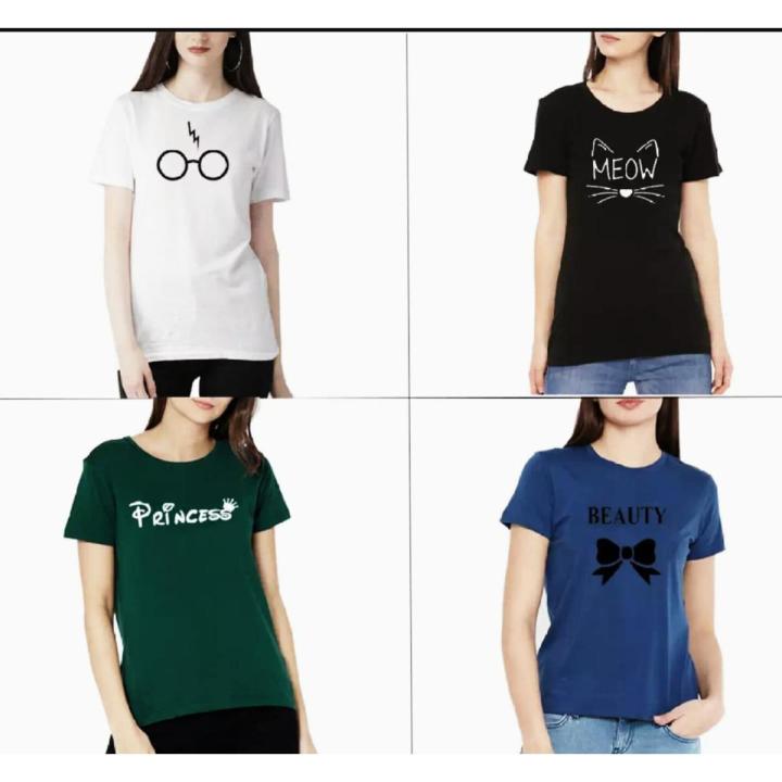 Pack Of 4 Printed T-Shirt For Girls And Women
