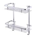 2 Layer Aluminium Bathroom Square Corner Shelf - Silver. 