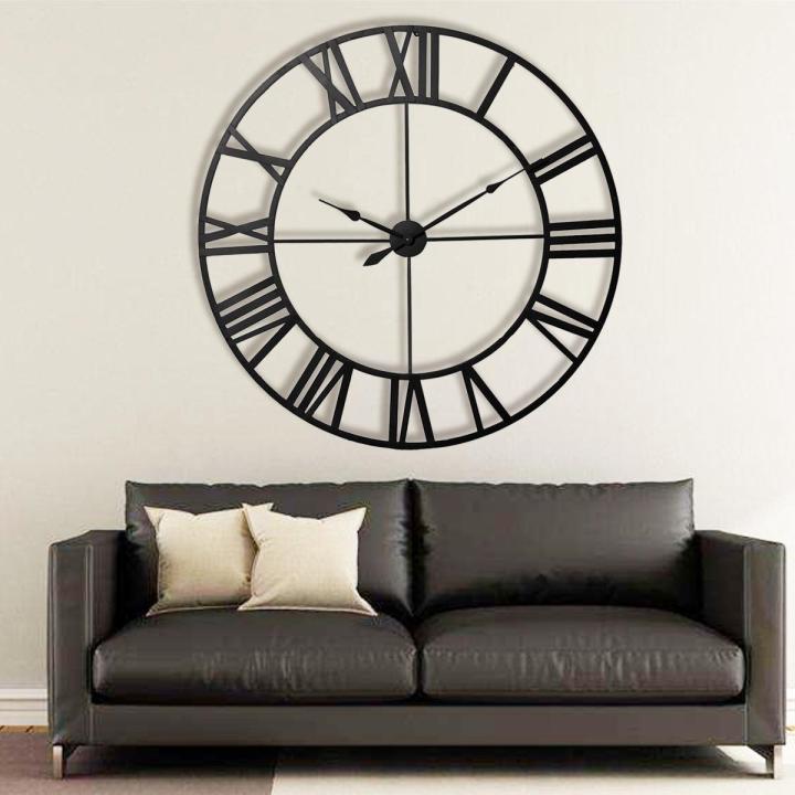 Classic Large Metal Wrought Iron Wall Clock Roman Numerals Steampunk Home Decor