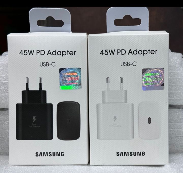 Fastest Charger Ever 100% Original Samsung 45 Watt charger (Global Certified Charger) Pd Usb C Charger For all Type C Mobile Phone Fast Charger Type C to Type C Cable 45 Watt Quick Charging Mobile Phone Charger