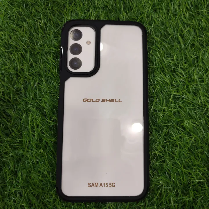 SAMSUNG%20A15%20Gold%20Shell%20Transparent%20Protective%20Case%20Sleek%20Slim%20Design%20with%20Durable%20Shockproof%20TPU%20Bumper%20-%20Crystal%20Clear%20Back%20Cover%20for%20Enhanced%20Style%20and%20Protection.%20-%20Image%203