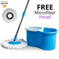 [360 Degree] Magic Spin Mop Plastic Bucket with Stainless Steel Rod For Home Cleaning. 