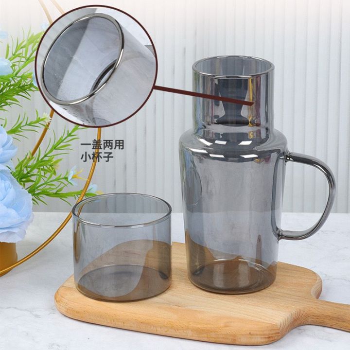 Modern Glass Bedside Water Carafe with Tumbler Set 680 ml