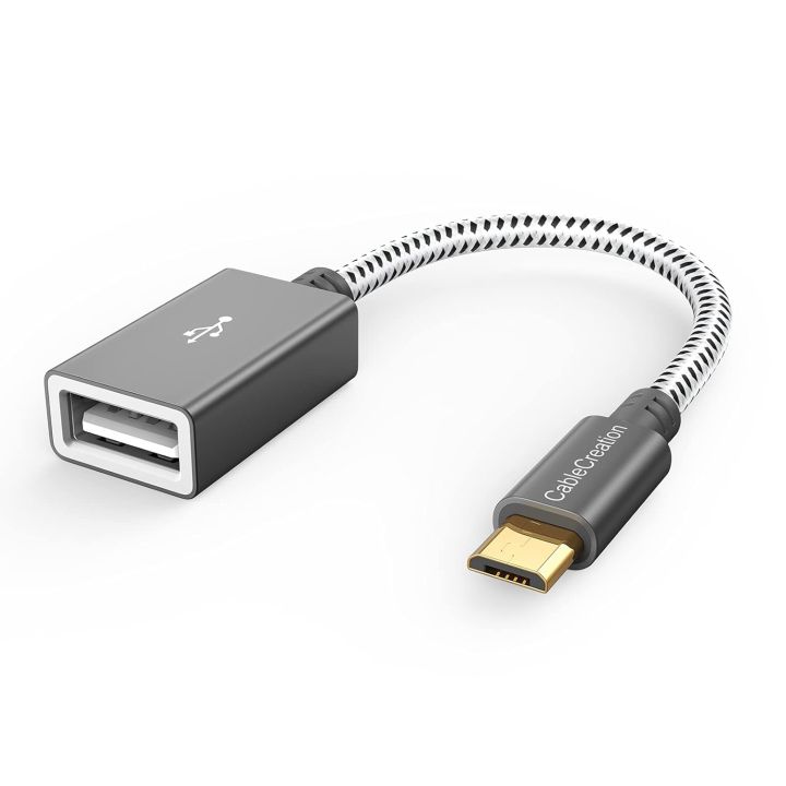 6 Inch 2.0 OTG Cable Braided Data Transfer Micro USB Male to USB Female Adapter