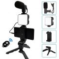 Vlogging Kit Accessories for Mobile Phone DSLR Camera Video Recording with Tripod Shoot Mic 360 LED Remote Selfie Light for Live Streaming. 