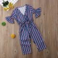 Baby Girl Kid Toddler Striped Printed Short Sleeve Jumpsuit Romper Clothes. 